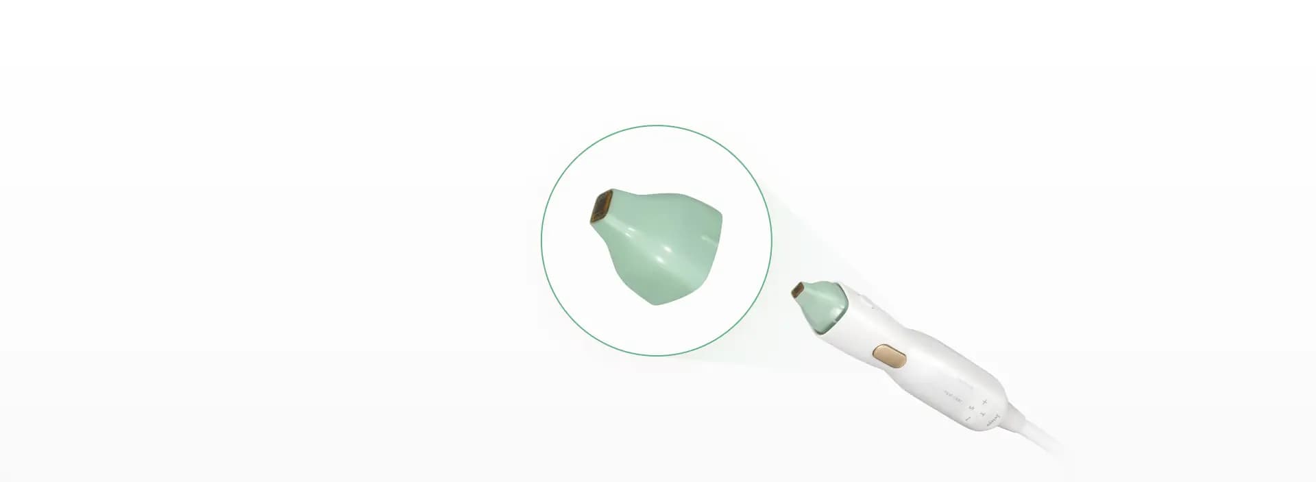 Close-up of a Density RF treatment tip, optimized for narrow and delicate treatment areas