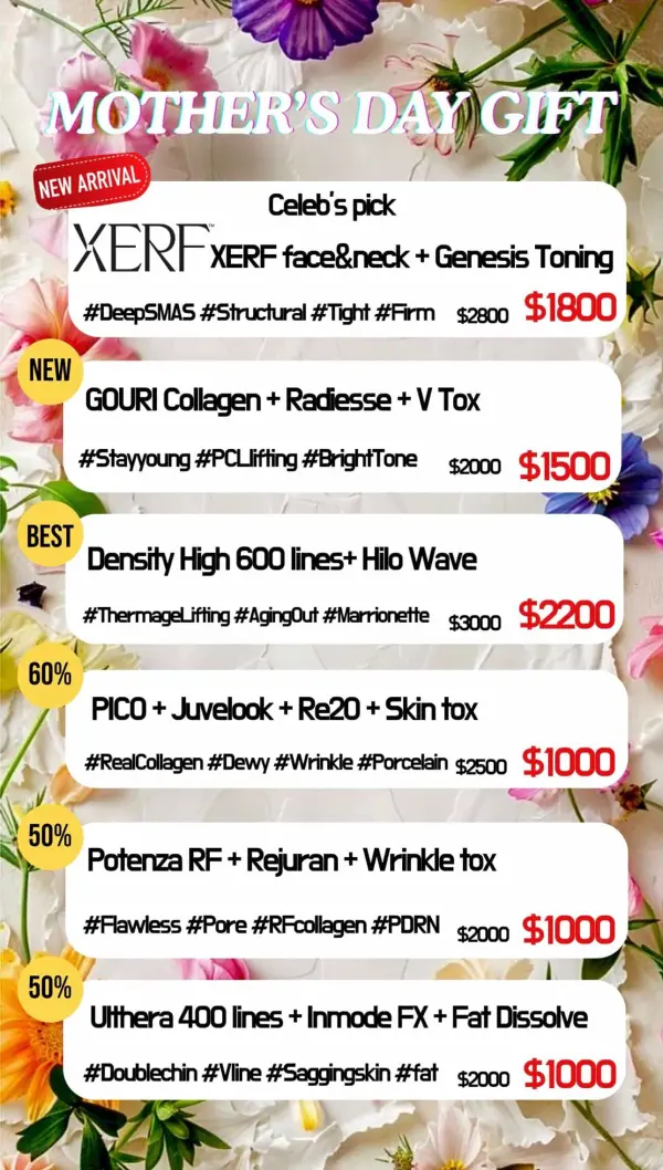 Dermaster LA May 2026 Mother's Day Gift specials featuring six K-beauty aesthetic packages in Koreatown Los Angeles
